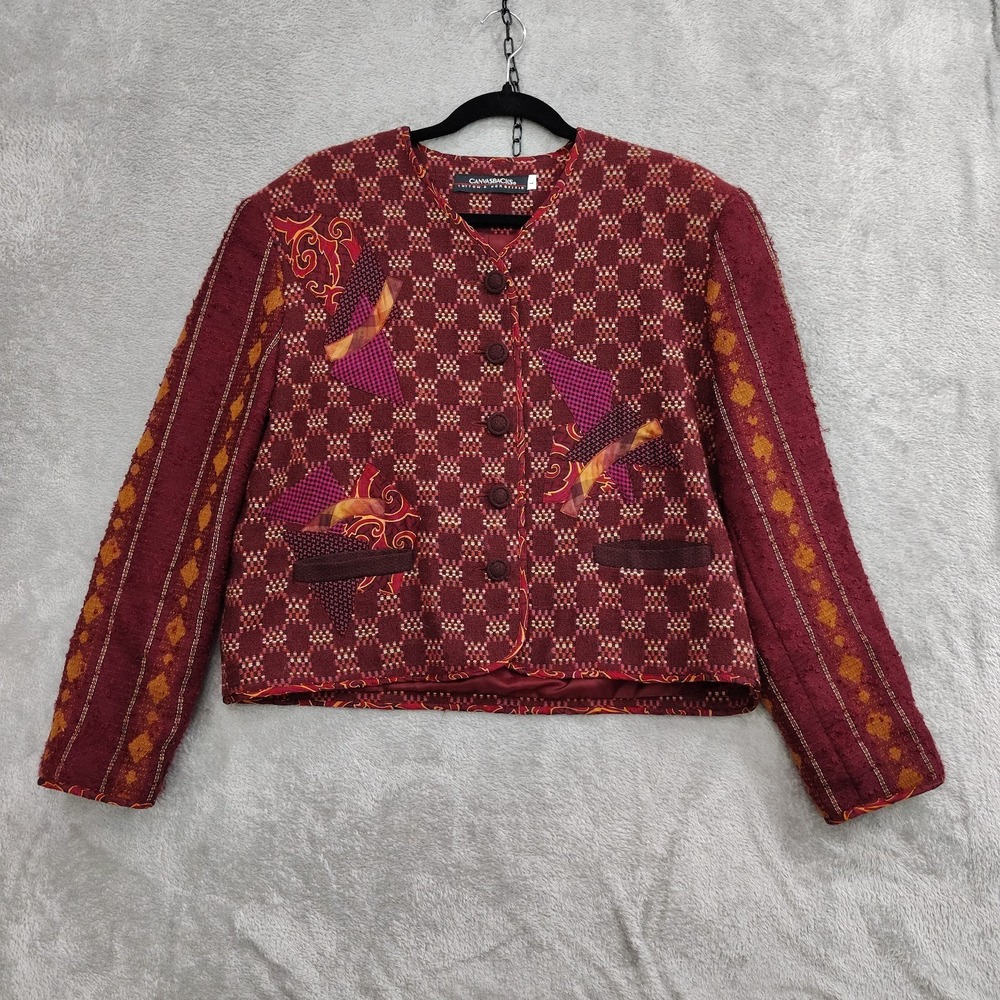 Vtg Blazer L Canvasbacks‎ Lutton & Horsfield Patchwork Wool Silk Blend Tweed USA